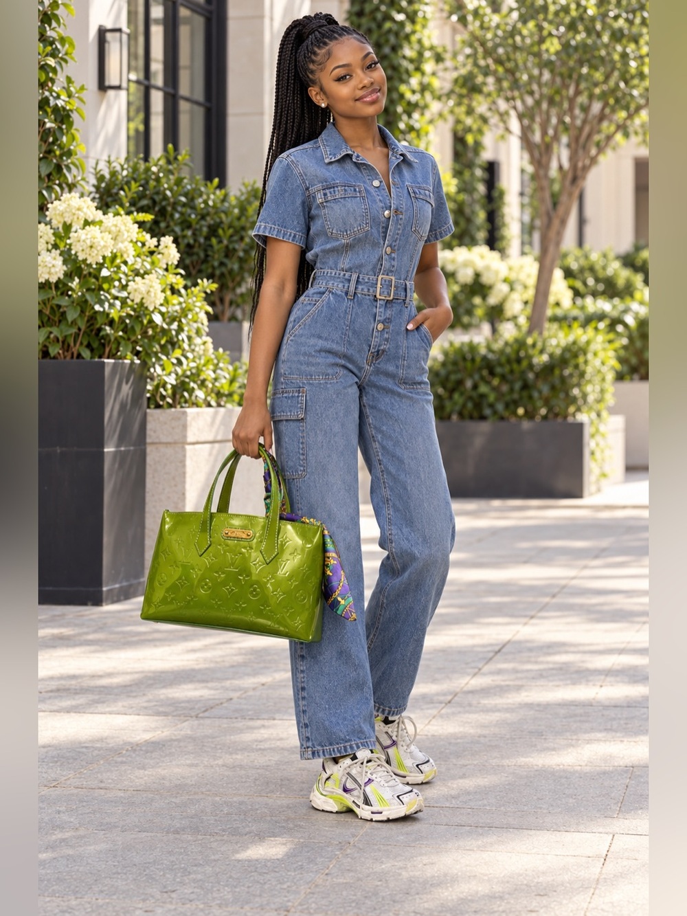 AUTHENTIC Louis Vuitton Lime Green Vernis Alma Top Handle & Balenciago Runner